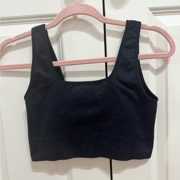 NEVER WORN!!! Joy lab square neck sports bra/ tank black print - Picture 1 of 3